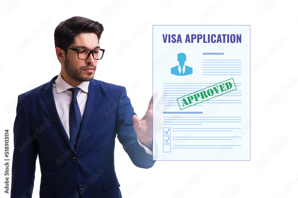Visa application concept with businessman Visa application concept with businessman