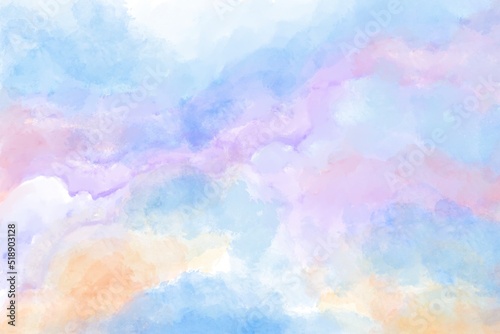 Obraz na plátně Vector of abstract watercolor background with clouds, splashes illustration ,van