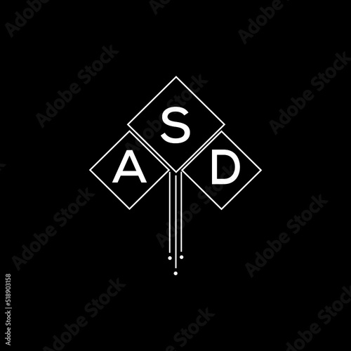 ASD letter logo design with white background in illustrator, ASD vector logo modern alphabet font overlap style.