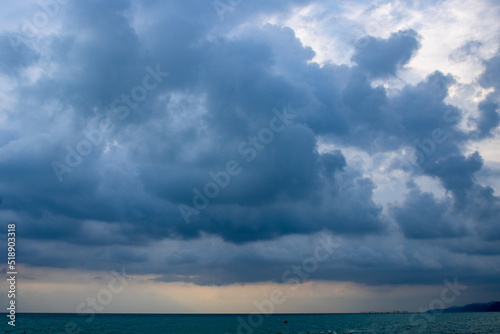 Gloomy, fat clouds before a thunderstorm over the Black Sea.