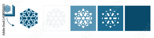 Different layers for paper cutting. Template Islamic pattern for laser cutting or paper cut. Vector illustration.