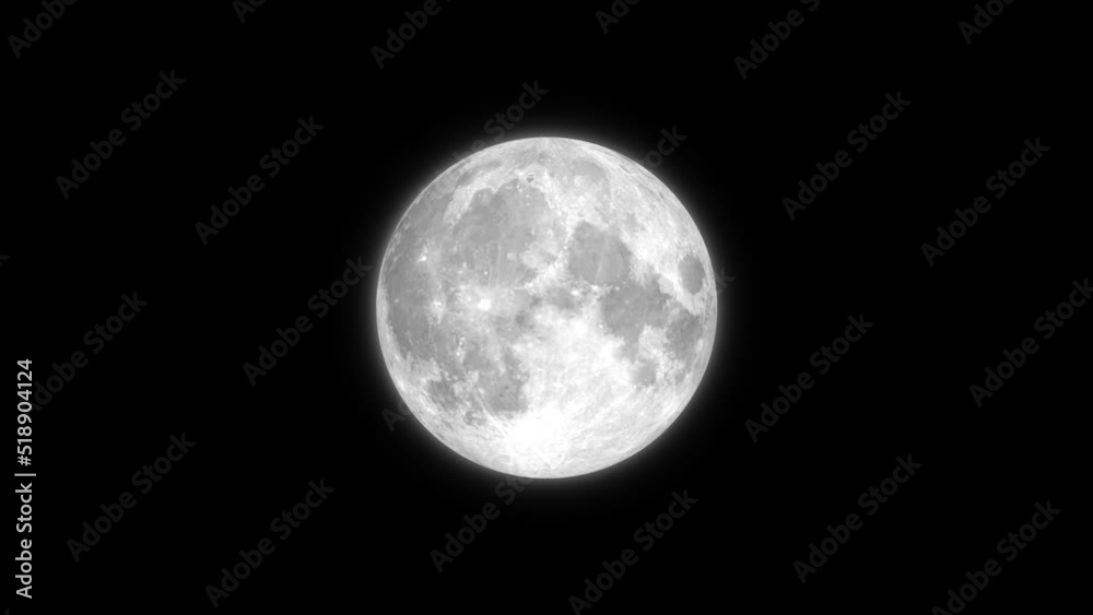 Clouds cycle in white round moon, alpha channel,