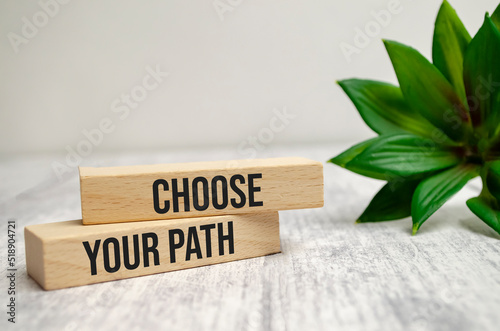 On the wooden blocks with the inscription - CHOOSE YOUR PATH