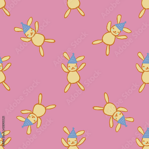 Bunny Rabbit Party Hat Upside Down Seamless Pattern