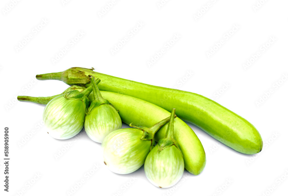 Fresh green Thai eggplants set, isolated on white background. Concept : Organic vegetables. Healthy food that can cook in variety menu or eat as fresh vegetables with other food. Agriculture crops. Fresh green Thai eggplants set, isolated on white background. Concept : Organic vegetables. Healthy food that can cook in variety menu or eat as fresh vegetables with other food. Agriculture crops.