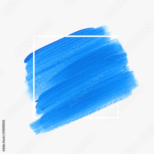 Blue brush stroke acrylic paint texture design vector. Art design for headline, logo and banner.	