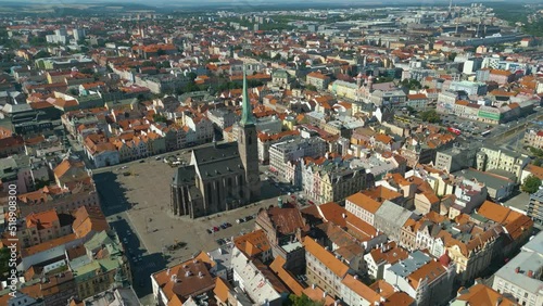 Aerial view of the city Pilsen in the czech Republic on a sunny day in summer. photo