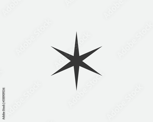Star icon, vector shape. Abstract design spark sign. Black and white silhouette