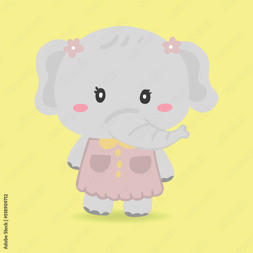 cute cartoon elephant character wearing cloth