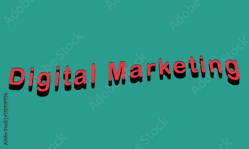 digital marketing banner with 3D effect in cyan background and pink red letters
