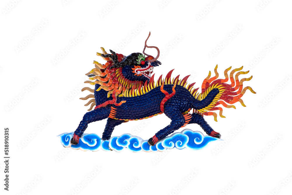 Dragonheaded unicorn sculpture art architecture buddhist artwork spectacular white background