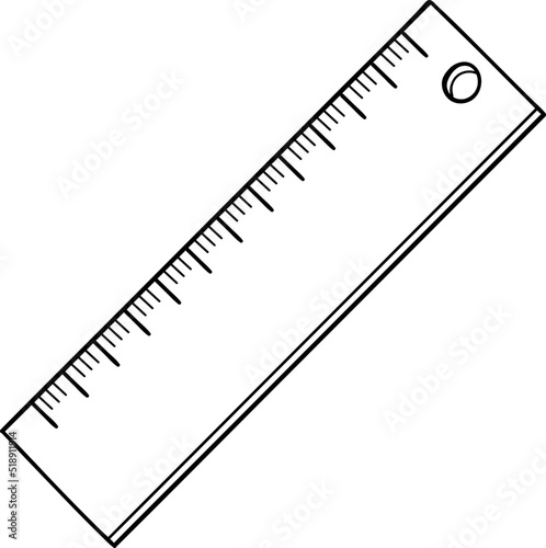 Hand drawn ruler icon. Vector graphics, doodle style.