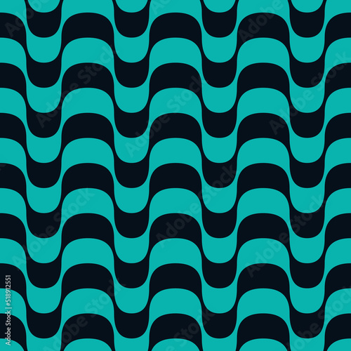 Obraz na płótnie Seamless pattern. Curved wavy stripes in turquoise and dark blue colors. Vector illustration. 3D effect. w salonie