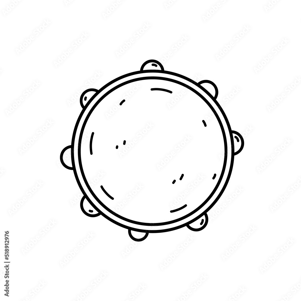 Tambourine isolated on white background. Musical instrument. Vector hand-drawn illustration in doodle style. Perfect for cards, decorations, logo. Tambourine isolated on white background. Musical instrument. Vector hand-drawn illustration in doodle style. Perfect for cards, decorations, logo.