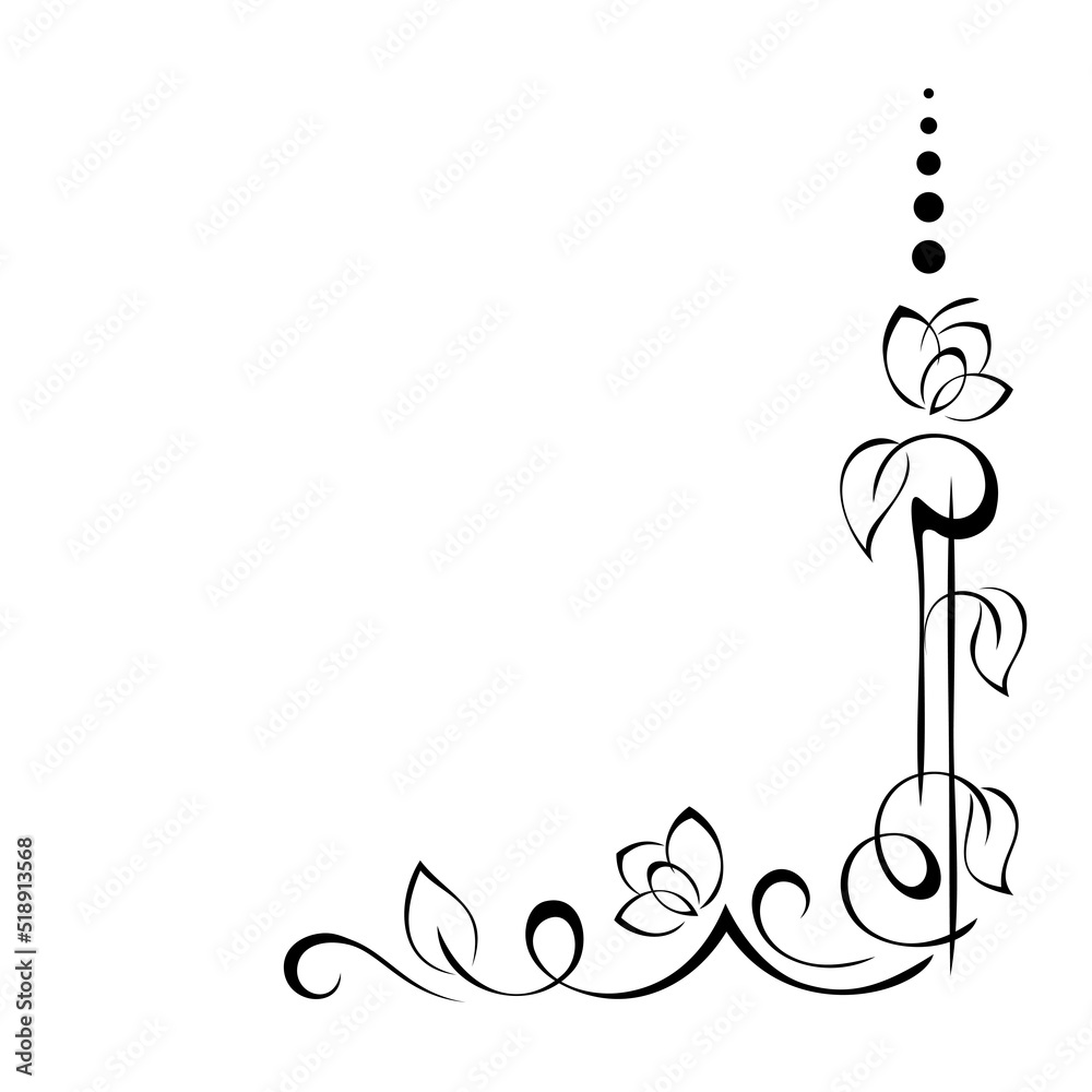corner decor 32. decorative corner design with stylized flowers, leaves and curls. graphic decor