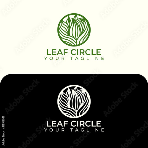 monoline Leaf Circle logo Vector Illustration . suitable for your brand