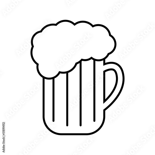 Beer mug line icon. Traditional glass mug of beer with frothy foam . Vector Illustration