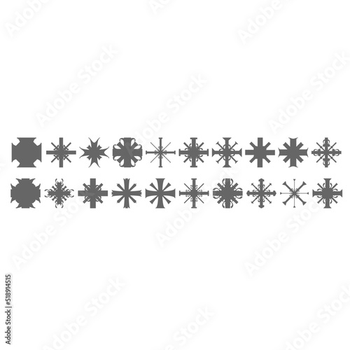 Christian greek or maltese crosses icons collection. Religion concept illustration