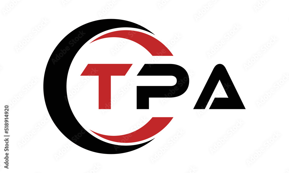 TPA three letter swoosh logo design vector template monogram logo