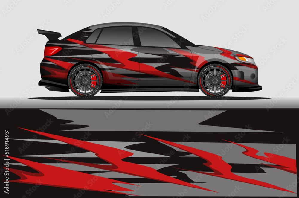 Car livery wrap decal, rally race style vector illustration abstract background