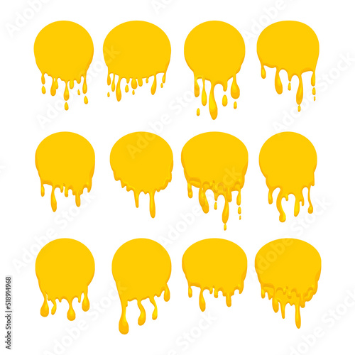 Yellow circles and streaks. Butter, honey, syrup. A design element. Vector