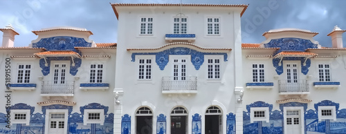 Aveiro railway station with blue tiles or Azulejos in north Portugal
