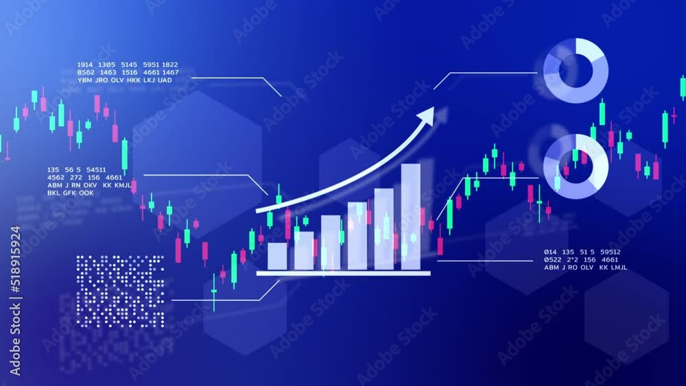 Business finance HUD graphic 3D animation. Futuristic finance data ...