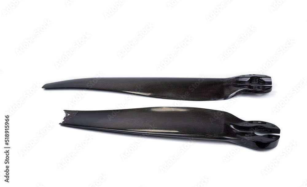 Broken parachute propeller on a white background Broken parachute propeller on a white background