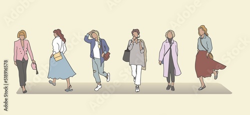 Casual happy people vector illustration. Cartoon different characters , persons wearing various stylish clothes in casual style