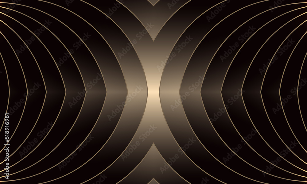 Fototapeta premium Dark gold luxury abstract striped background with elegant golden lines. Vector illustration