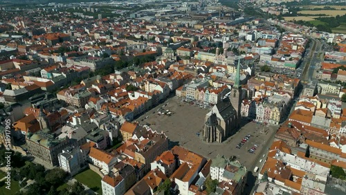 Aerial around the city Pilsen in the czech Republic on a sunny day in summer. photo