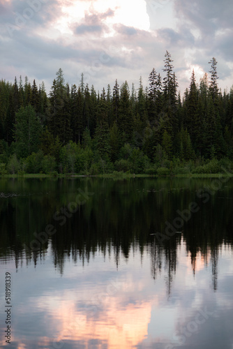 Fototapeta Naklejka Na Ścianę i Meble -  Background Image of Forest Reflected in Mountain Lake
