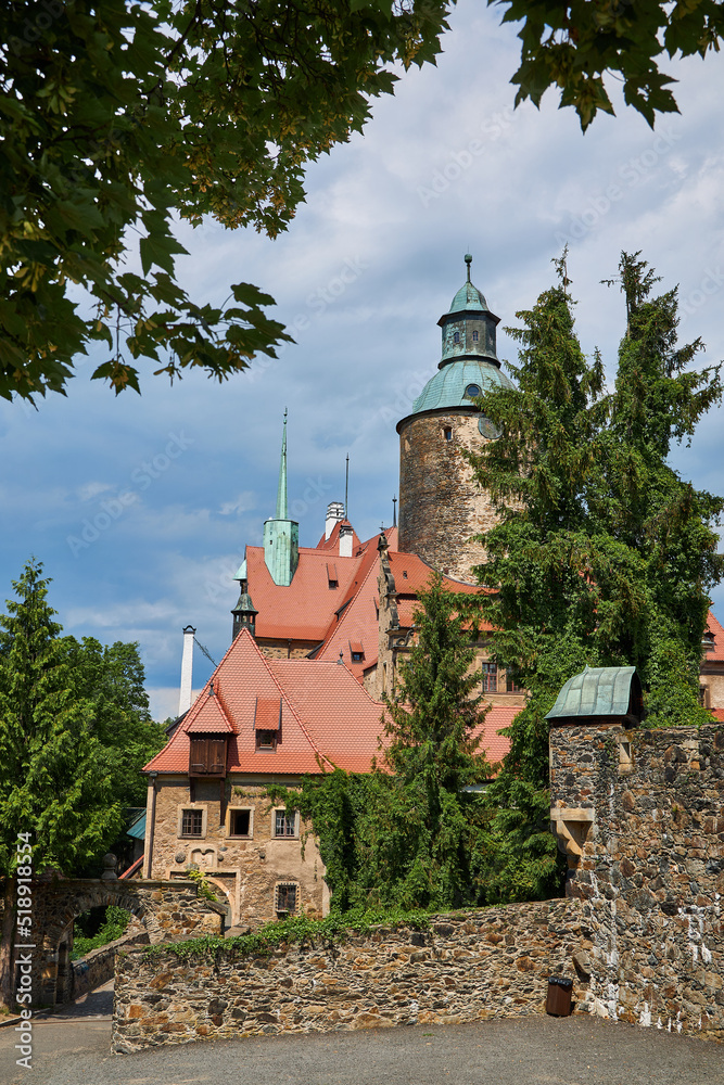 Czocha Castle against the blue sky, in Poland.