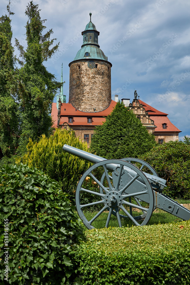 Czocha Castle against the blue sky, in Poland.