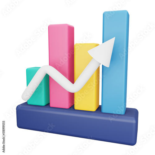 Analytics graph up 3d rendering isometric icon.