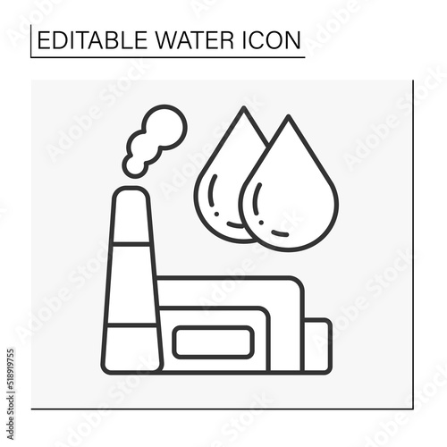  Drop line icon. Water treatment factory. Water concept. Isolated vector illustration. Editable stroke