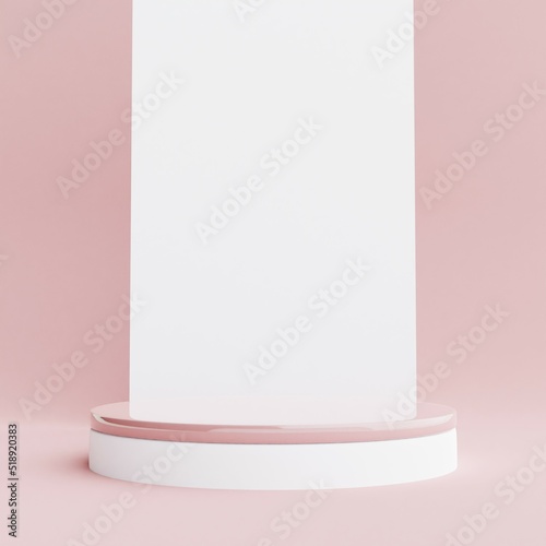 3d rendering podium abstract background with circle art