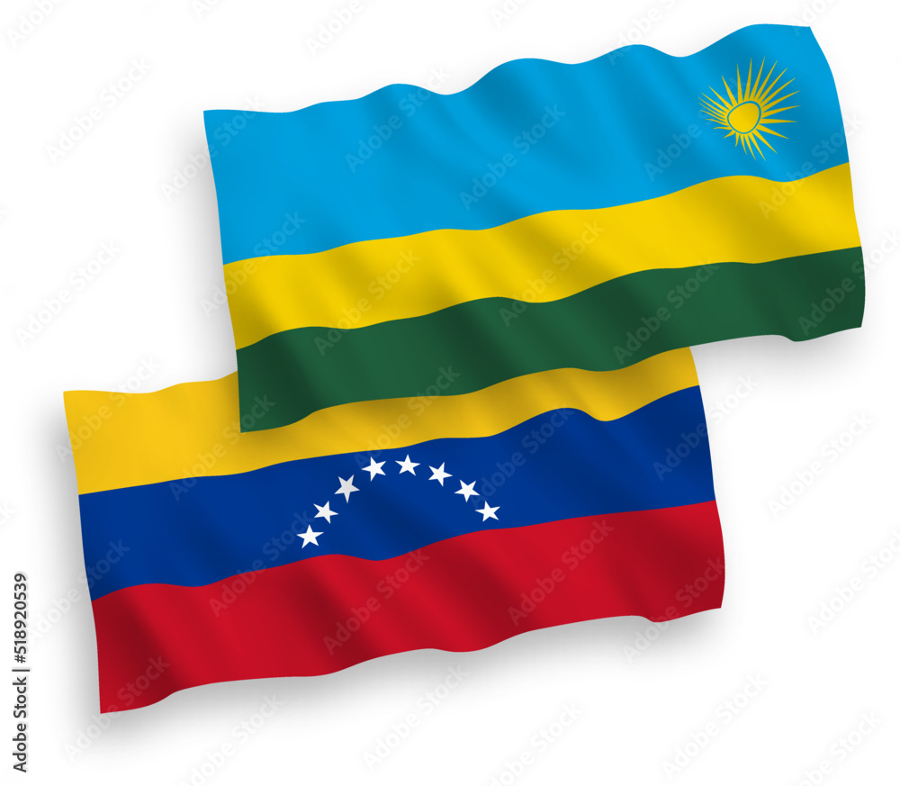 Flags of Venezuela and Republic of Rwanda on a white background Flags of Venezuela and Republic of Rwanda on a white background