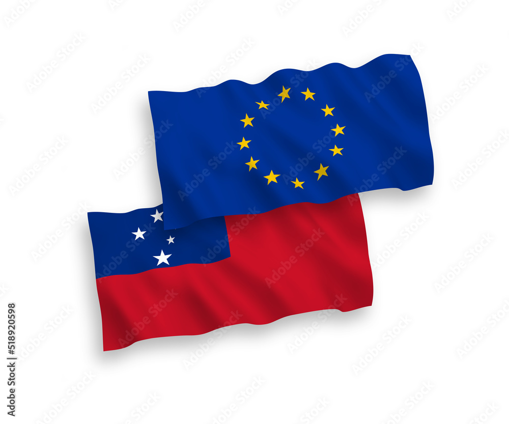 Flags of European Union and Independent State of Samoa on a white background