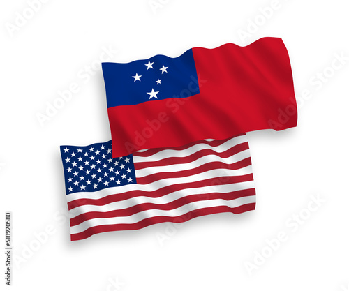 Flags of Independent State of Samoa and America on a white background
