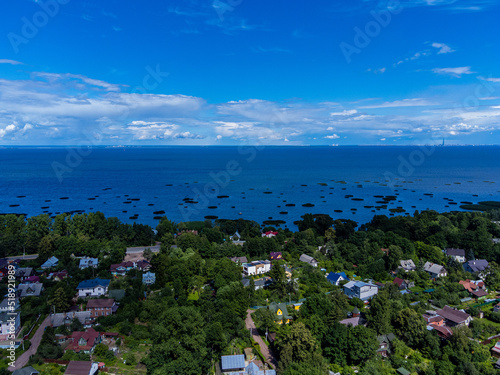 Vacation home. View from the copter on a summer day