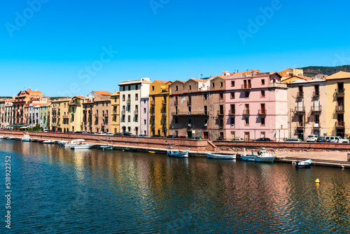 Sardegna, splendida veduta di Bosa attraversata dal fiume Temo, l'unico navigabile in Sardegna  photo