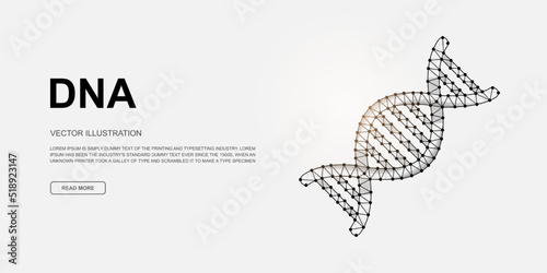 DNA spiral 3d low poly symbol for landing page template. Genetic design illustration. Polygonal Helix illustration for homepage design, adv page