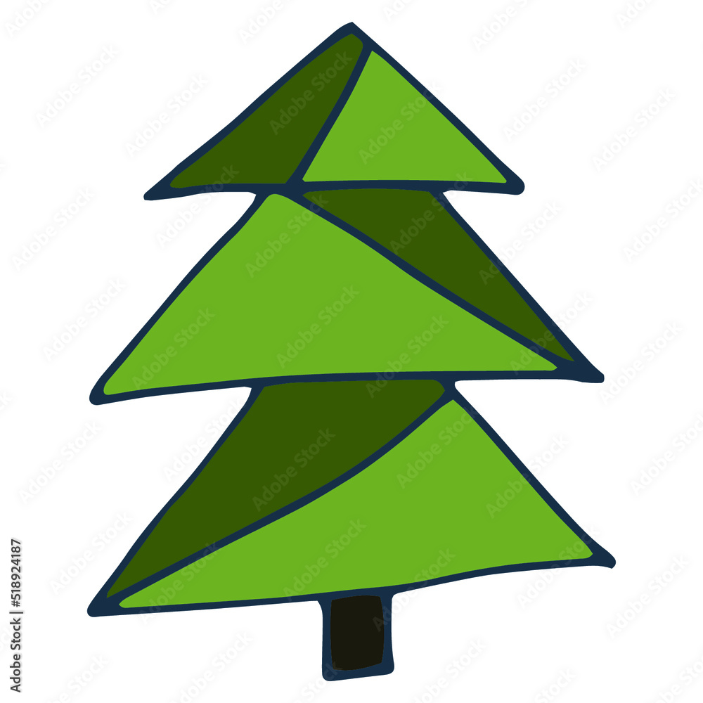 Cute hand drawn element of a Christmas tree. Doodle vector illustration Christmas tree