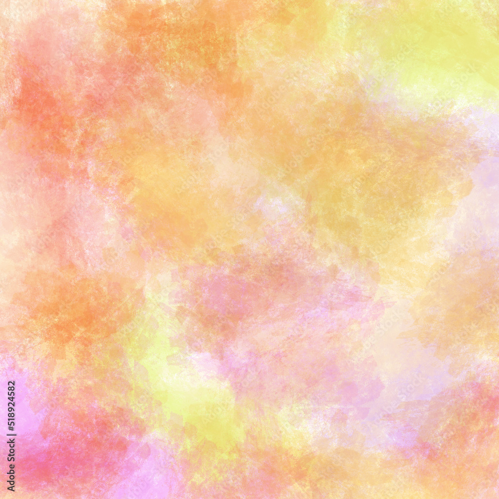 Abstract artisitc soft background. Pale pastel orange, yellow, pink blurred stains, watercolor imitation.
