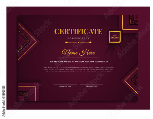 Royal luxury golden color certificate of achievement design template