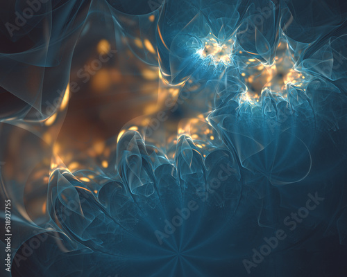Abstract fractal art background which perhaps suggests jellyfish or other bioluminescent deepsea creatures. photo