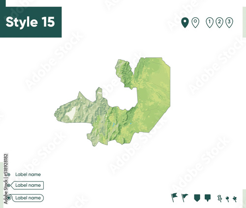 Salta, Argentina - map with shaded relief, land cover, rivers, lakes, mountains. Biome map.