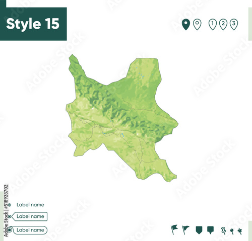 Cochabamba, Bolivia - map with shaded relief, land cover, rivers, lakes, mountains. Biome map.