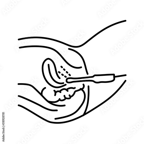 Gynecology ultrasound color line illustration